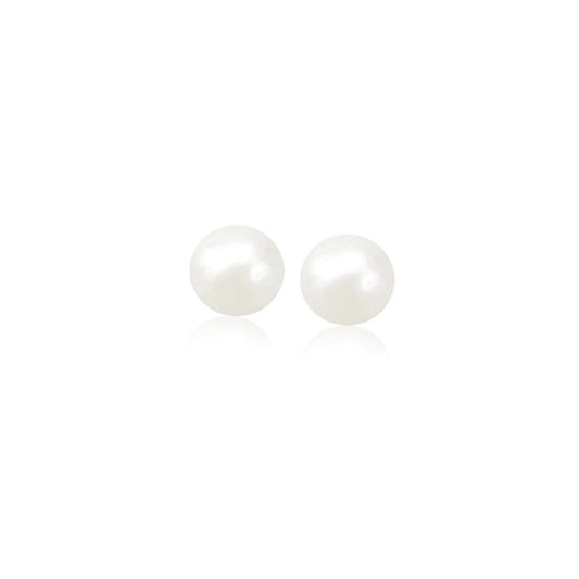 14k Yellow Gold Freshwater Cultured White Pearl Stud Earrings (5mm)