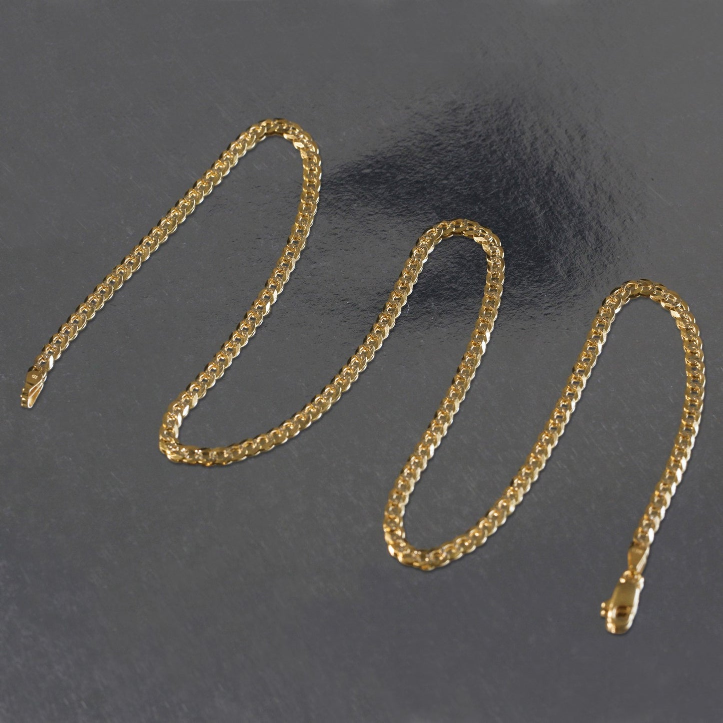 14k Two Tone Gold Pave Curb Chain (3.20 mm)