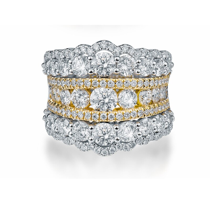 LOVERJEWELRY 18k Yellow and White Gold Diamonds Ring