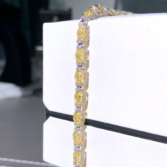 Yellow Diamonds 10.52ct Solid 18K White Gold Bracelets