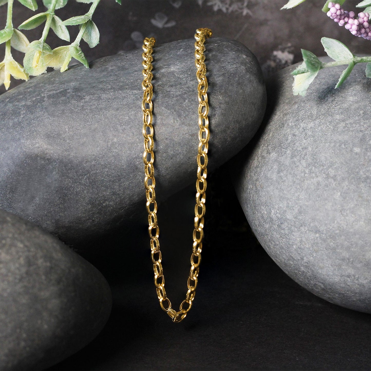 3.2mm 14k Yellow Gold Oval Rolo Chain