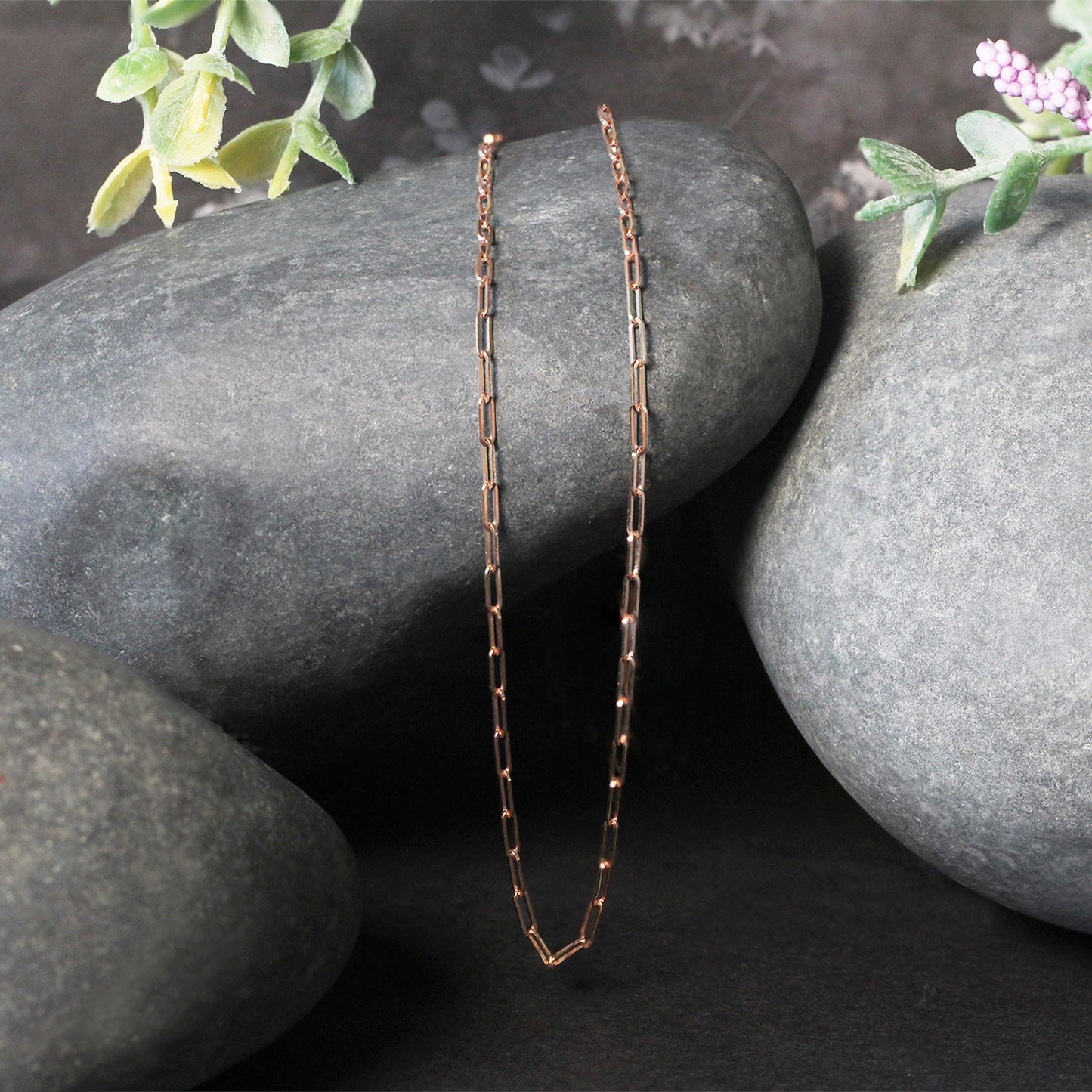 14K Rose Gold Fine Paperclip Chain (1.5mm)